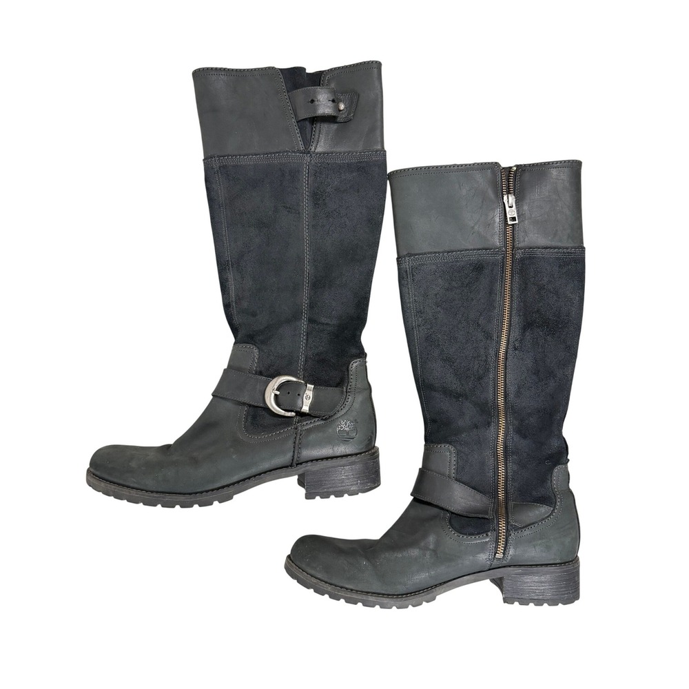 Timberland Genuine Leather Suede Zip Buckle Knee High Boots US 9 EU 40 - Picture 3 of 8